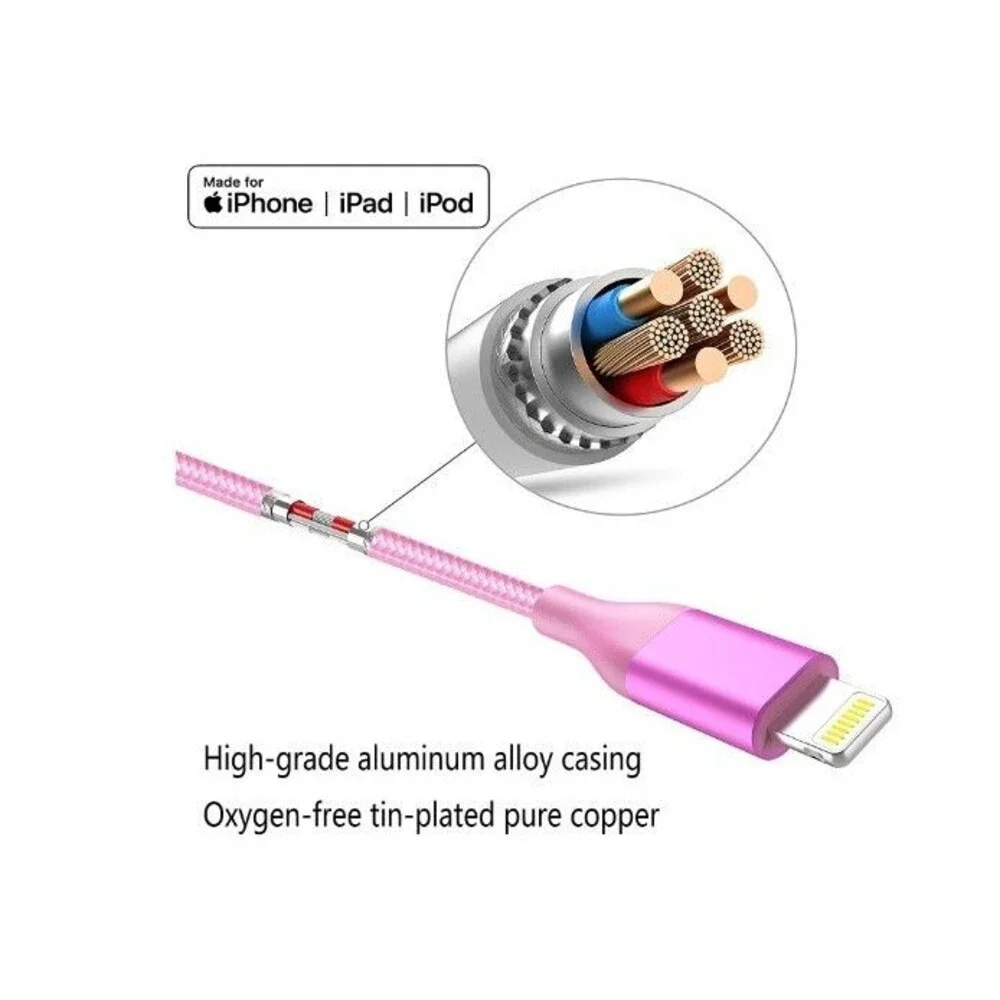 4-Pack iPhone Charger Multicolor 10 Ft, 6Ft, 6Ft, 3Ft, Apple Charger USB To ipho